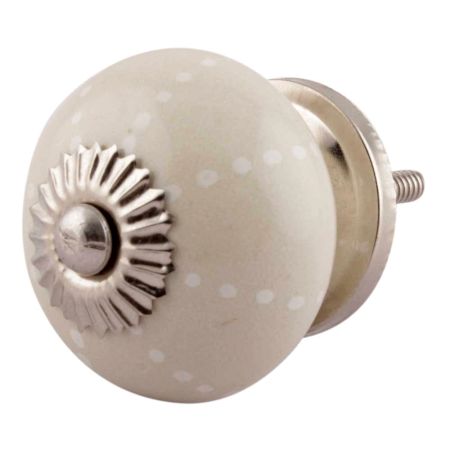 Cream Dotted Line Ceramic Floral Knobs